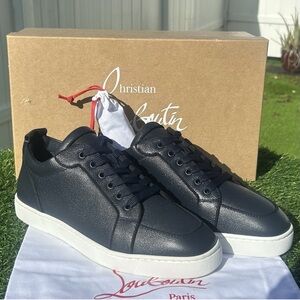 CHRISTIAN LOUBOUTIN RANTULOW ORLATO SNEAKER MARINE CALF LEATHER SZ 44 NEW 2025